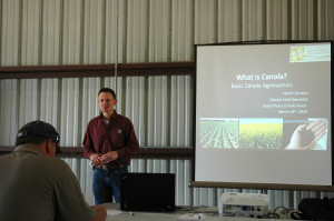 Dr. Clark Neely, Texas A&M AgriLife Extension Service oilseed specialist, was one of the featured speakers at the recent 2014 Winter Canola Field Day in College Station. (Texas A&M AgriLife Extension Service photo by Blair Fannin) 