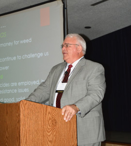 Dr. Paul Baumann, Texas A&M AgriLife Extension Service state weed specialist, discussed weed control issues at the recent Texas Plant Protection Association Conference in Bryan. (Texas A&M AgriLife Extension Service photo by Blair Fannin) 